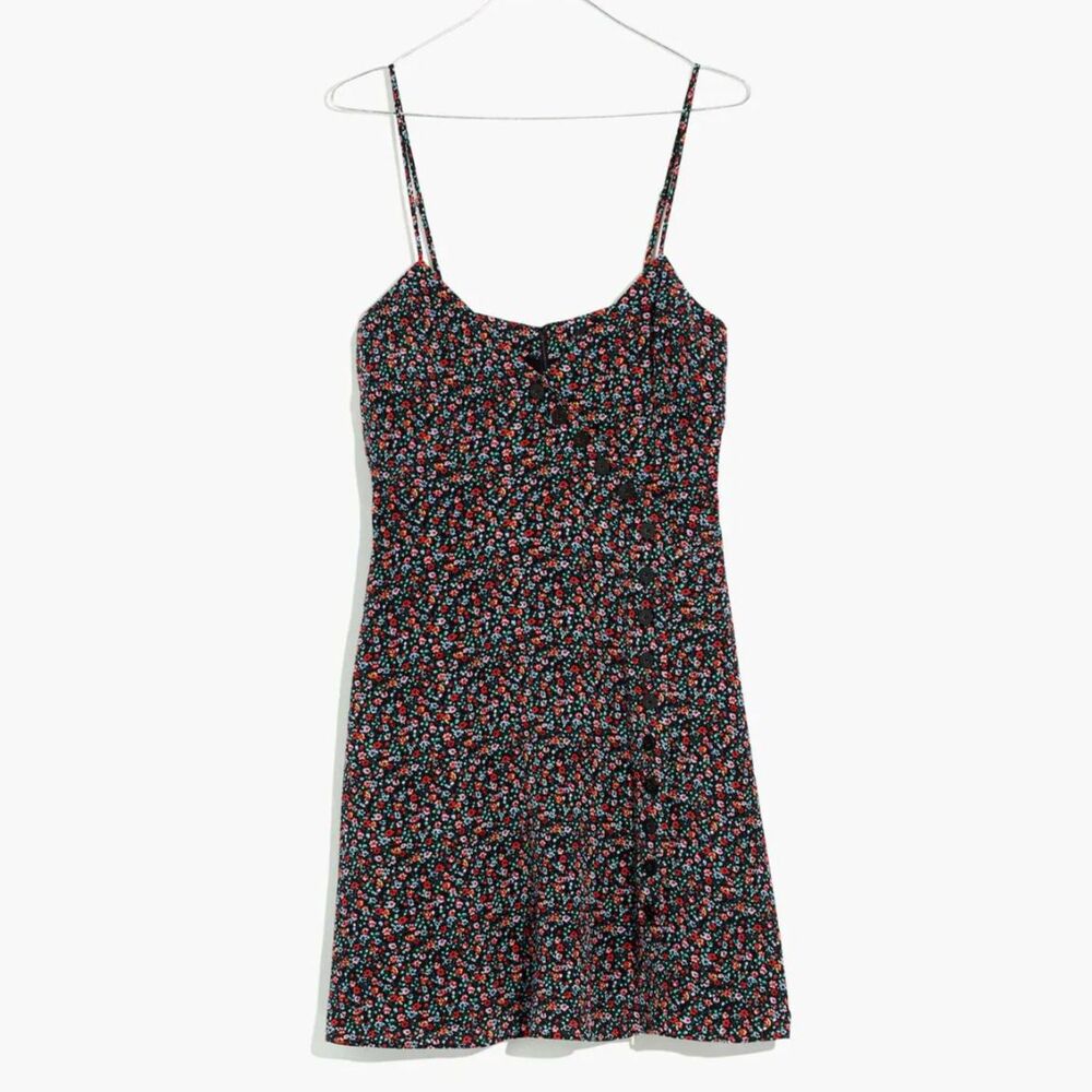 Madewell Silk Button-Wrap Cami Dress Sleeveless Floral Size 10 Style #AL707